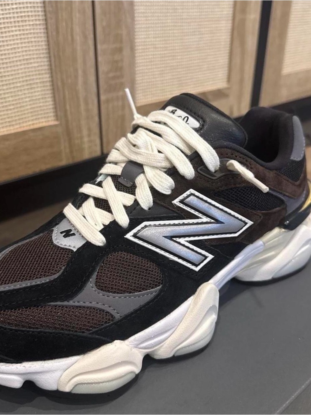 New Balance Men’s Black, Brown & White Layered Runner Sneakers